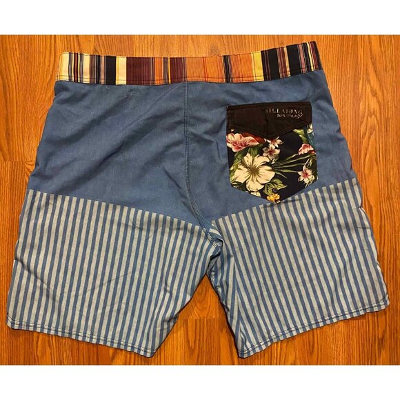 Billabong Swim Trunks Mens 36 Platinum X PX2 Board Shorts Striped Colorblock - Picture 2 of 7